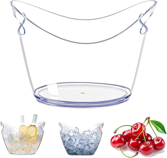 Clear Ice Buckets for Parties - Acrylic Ice Bucket - 4 Liters Beverage Tub for Drinks and Parties- Plastic Ice Bucket for Cocktail Bar - A Perfect Plastic Tub to serve Chilled Drink
