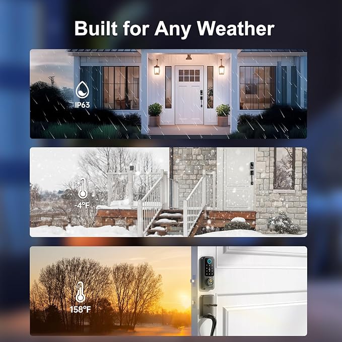 Hornbill Keyless Entry Smart Lock Set, Electronic Deadbolt Front Door Lockset, Keypad Entry Door Lock for Airbnb House Back Front Door, Matte Black