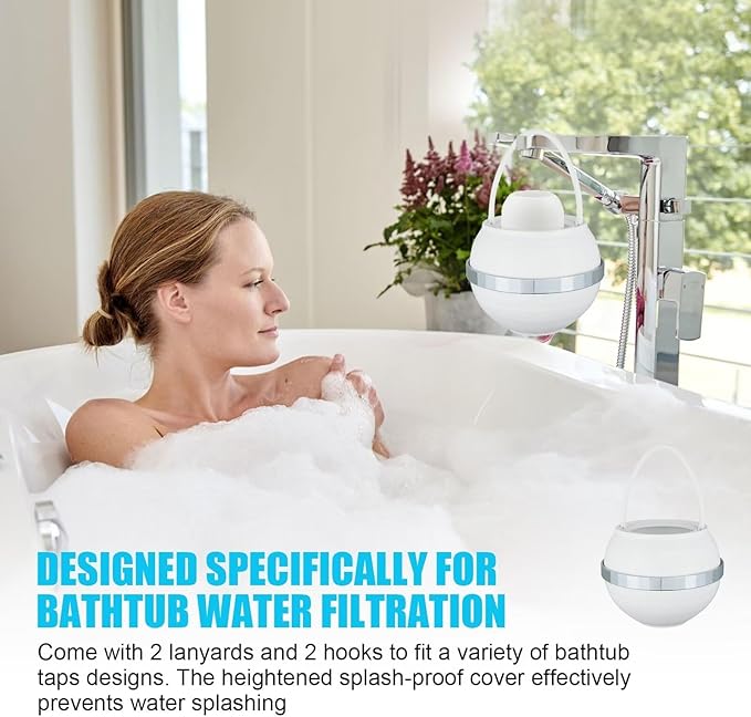Bath Ball Filter - Removes Hundreds of Contaminants, Smoother, Skin BPA Free, 2,500 Gallons of Filtration, Purify Your Bathwater for Healthier Skin and Hair