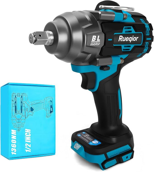 Cordless Impact Wrench 1/2" for Makita 18V Battery, Impact Wrench 1000FT-LBS(1360N.m) High Torque Brushless Electric Impact, with 4 Modes Power Impact Driver for Car, Truck, Mower (No Battery)