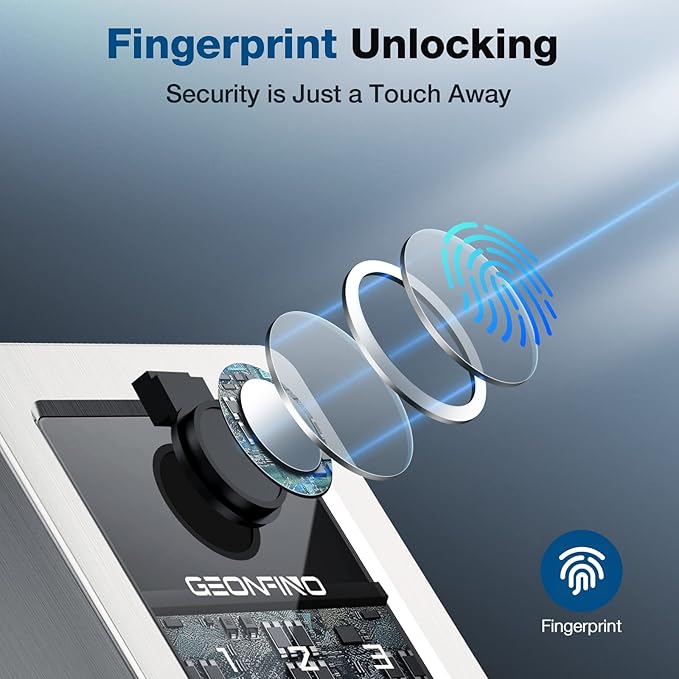 Fingerprint Keyless Entry Door Lock 6-in-1, Electronic Deadbolt with Auto-Lock, Anti-Peeping Smart Key for Front Door, IP65 Waterproof Front Smart Lock Deadbolt for Home