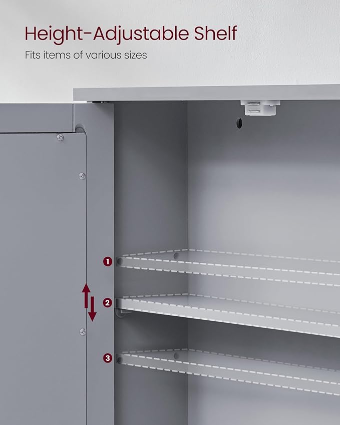 VASAGLE Bathroom Cabinet with Mirror, Wall Cabinet with 2 Mirrored Doors, Adjustable Shelf, Open Compartment, Wall-Mounted, 5.1 x 22.2 x 23 Inches, Dove Gray ULHC002G02