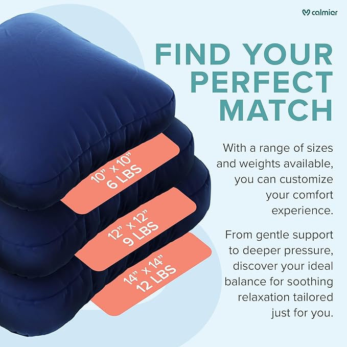 Calmier - 6 lb Sensory Weighted Pillow - Glass Bead Filled Hug Pillow - Ultra Plush Cozy Weighted Pillows for Adults and Kids - Child Sensory Pillow - Weighted Lap Pad (Blue - Minky, 6 LBS)