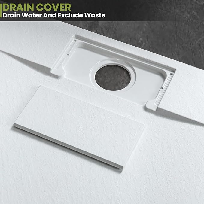 60'' L x 36'' W Shower Base with Drain Cover, White SMC Shower Tray for Bathroom, Waterproof Leakproof Modern Shower Pan