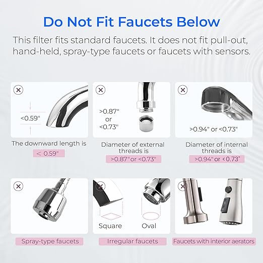 Waterdrop Ultra Filtration System for Skin Care, Faucet Water Filter, NSF Certified, 320 Gallons, Tap Water Filter, Reduces Chlorine, 𝐅𝐢𝐭𝐬 𝐒𝐭𝐚𝐧𝐝𝐚𝐫𝐝 𝐅𝐚𝐮𝐜𝐞𝐭, Pink(1 Filter)