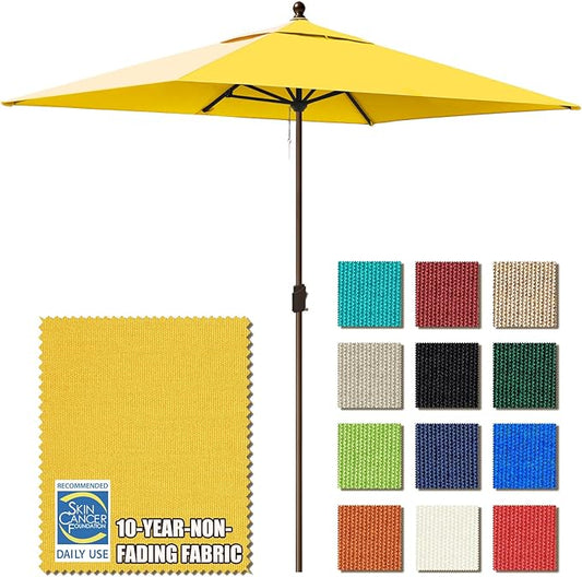 EliteShade USA 10-Year-Non-Fading 6.5x10Ft Rectangular Market Umbrella Patio Umbrella Outdoor Table Umbrella with Ventilation, Sunflower Yellow