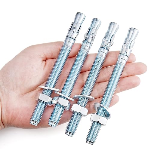 45 Pcs M12 x5-1/2 Zinc Coated Wedge Anchors Concrete Bolts Anchors for Wall Shelves Ceiling Lights Fence Posts Garage Racks (45, M12 x5-1/2)