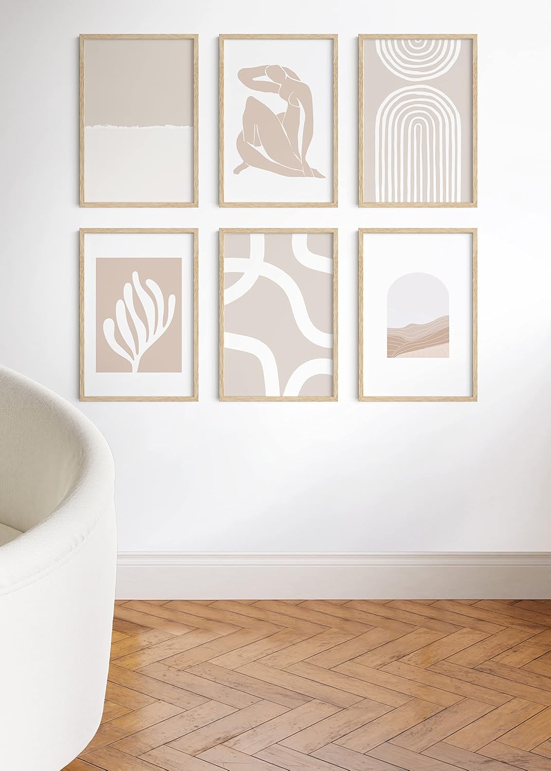 HAUS AND HUES 20x30 Picture Frames - Set of 6, Poster Frames, Gallery Wall Frame Set (Beige) - 20 x 30 Inches