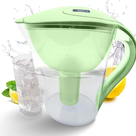 Purified Clean Crystal-Clear Water Filter Pitcher: Experience Enhanced Extraordinary Refreshing Hydration, Enjoying Convenience, Efficient and Quality You Deserve (Green - 3.8 LTS)