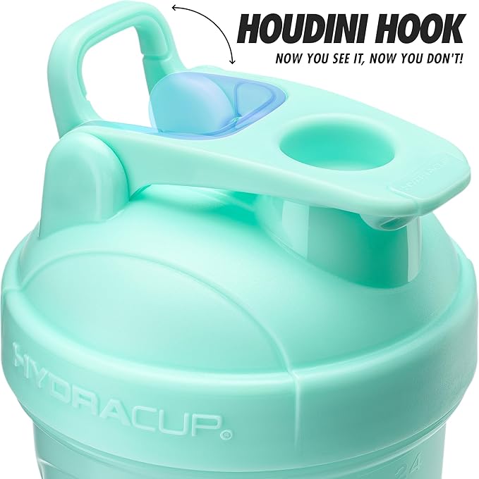 Hydra Cup ProFlow [2 Pack] 28 oz Shaker Bottles for Protein Shakes, Shaker Cups with Ball Blender Whisk, Shaker Bottle with Handle, Travel To Go, BPA Free (White & Teal, 28oz)