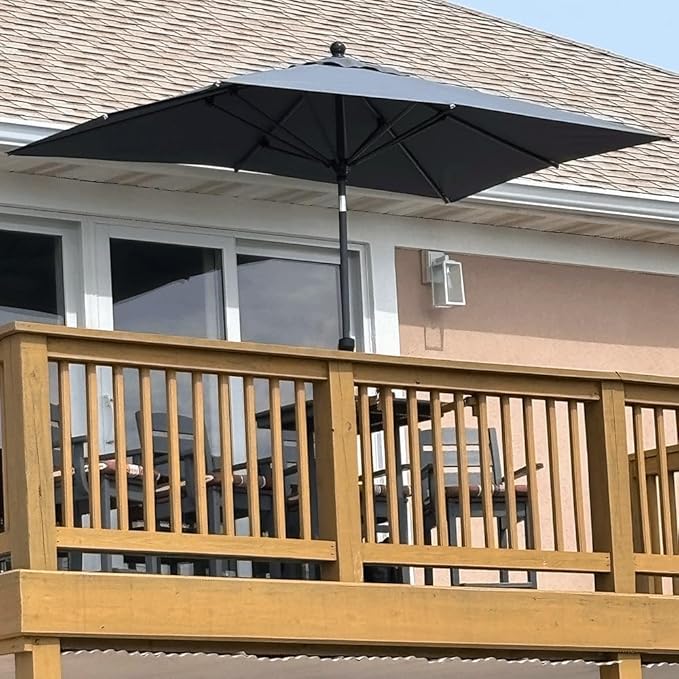 PURPLE LEAF 9' x 6' Rectangular Patio Umbrella Outdoor Table Umbrella Aluminum Frame Market Umbrella Sun Umbrella with 8 Sturdy Ribs & Tilt for Garden Deck Lawn & Pool Light Gray
