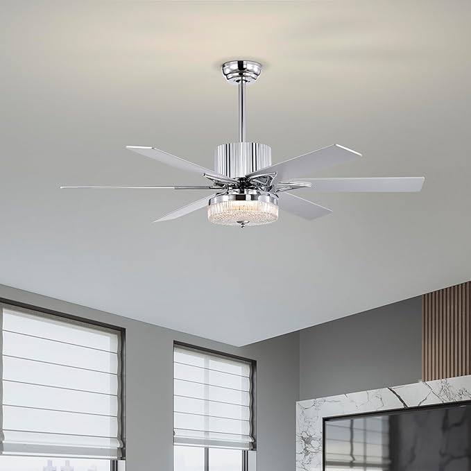 NicBex Ceiling Fan 52 Inch Stylish Design Ceiling Fan with Lights Ceiling Fans with 6 Blades and Remote Control Reversible Ceiling Fan for Bedroom, Living Room, Silver
