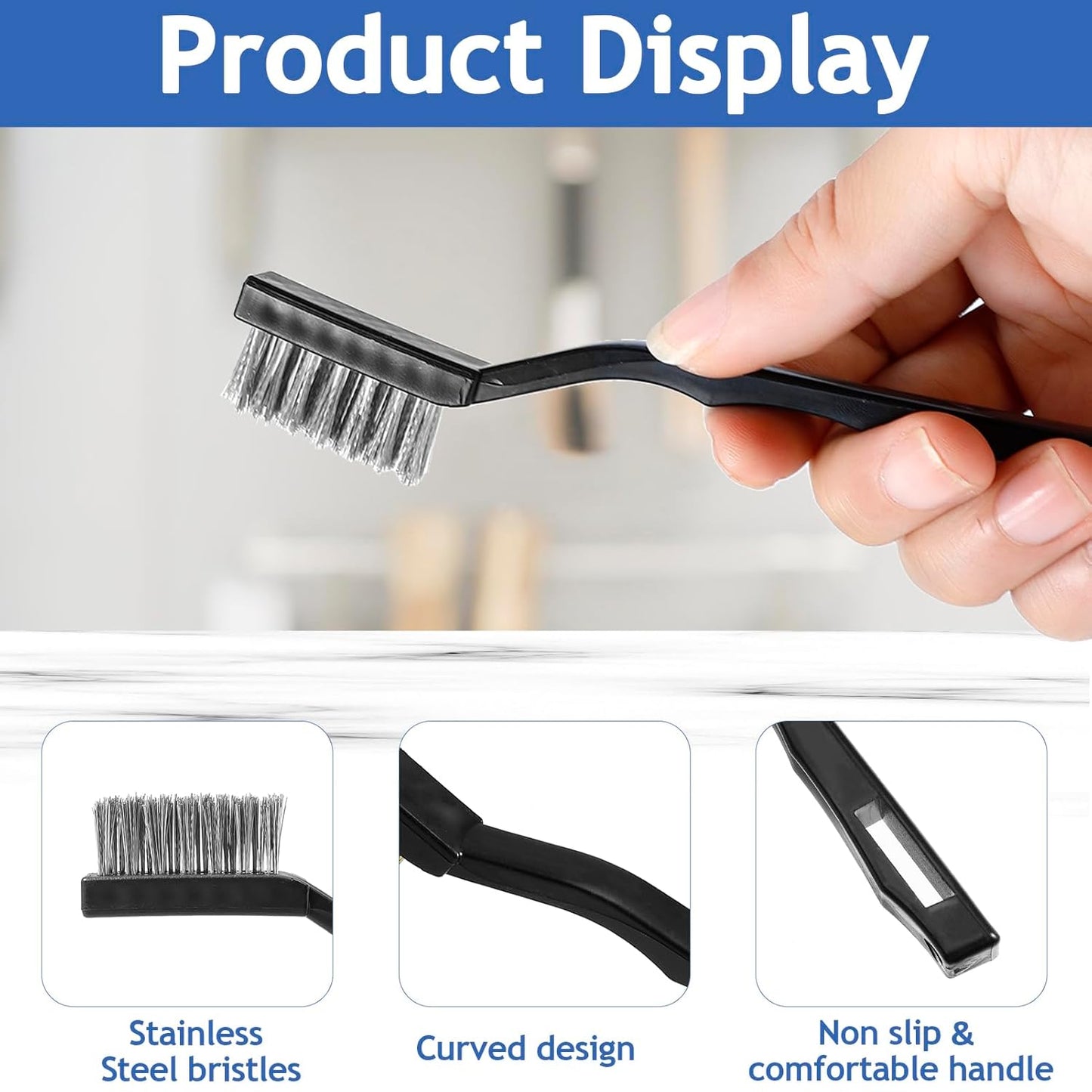 Jeffbaubl 30 Pieces Mini Wire Brush,6.7 Inch Stainless Steel Scratch Brushes,Wire Bristles Brush,Curved Handle Masonry Brushes Wire Bristle for Cleaning Welding Slag and Rust