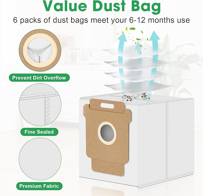 26 PCS 405 Combo Accessories Replacement Parts for iRobot Roomba Plus 405/505 Combo Kit Accessory Set, 2 Roller Main Brushes, 6 vacuum Dust Bags 6 Mop Pads 4 Hepa Filters 6 Side Brushes