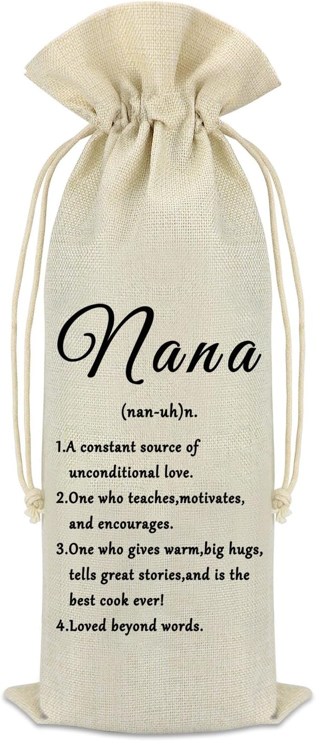 Grandma Gifts from Grandchildren Nana Wine Bag Grandma Birthday Gift Decorations Wine Bottle Bag Mothers Day Christmas Thanksgiving Gift for Nana Grandma Grandmother Gifts from Granddaughter Grandson