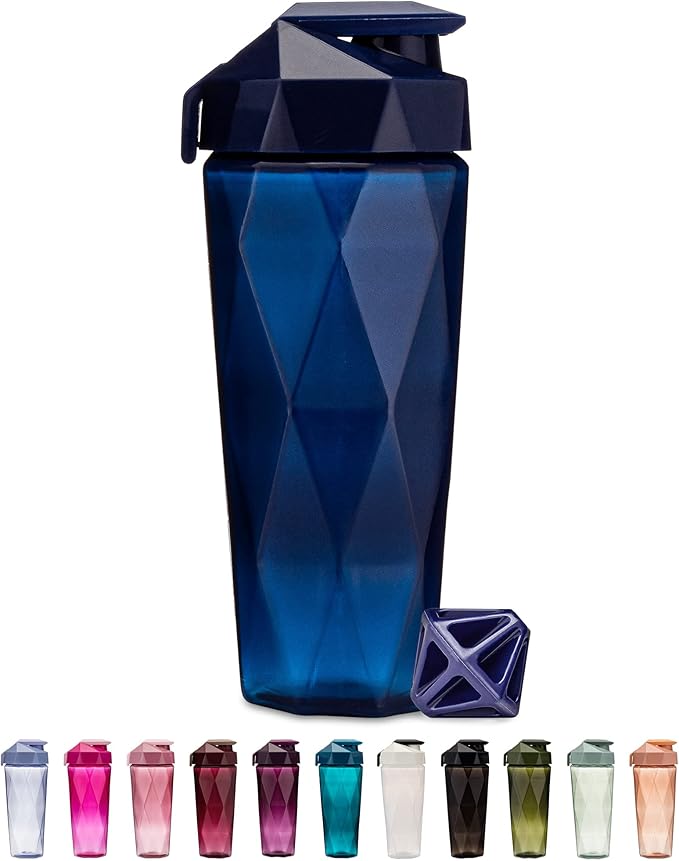 Classic 28oz Blender Shaker Bottle | Protein Shaker Bottle with Diamond Agitator | Shaker Cup with Carrying Handle and Dishwasher Safe | Navy - 28-Ounces