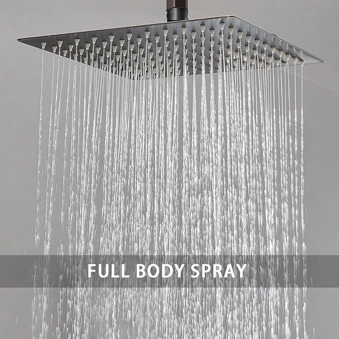 Oil Rubbed Bronze 10 Inch Rain Shower Head Ceiling Mount with Handheld, 59 Inch Hose, Mixer Valve, Bracket Holder, Rain Setting, 1 Handle, Brass, Stainless Steel, Shower Kit