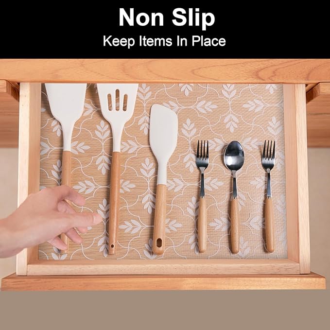 Cooyes Shelf Liner Drawer Liners, Shelf Liners for Kitchen Cabinets, Non Adhesive Cabinet Liner, EVA Waterproof Non-Slip Refrigerator Liners for Kitchen, Drawer (Transparent, 23.6 in x 19.7ft)