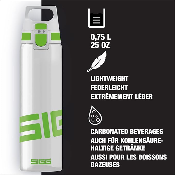 SIGG - Tritan Renew Transparent Water Bottle - Total Clear ONE MyPlanet - For Carbonated Beverages - Dishwasher Safe - With Fruit Strainer - Leakproof & Lightweight - BPA Free - 17 Oz / 25 Oz / 51 Oz