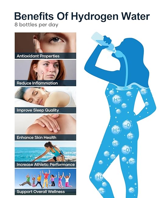 Hydrogen Water Bottle, BUZIO Hydrogen Water Bottle Generator Machine with Gen5 Technology Real 3000ppb Pure Hydrogen Concentration Alkaline Water bottle for Fitness, with Dupont Membrane, OLED Display