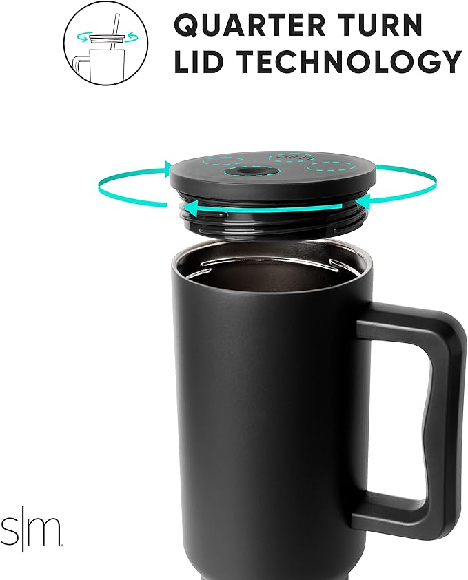 Simple Modern 40 oz Tumbler with Handle and Straw Lid | Insulated Reusable Stainless Steel Water Bottle Travel Mug Cupholder Friendly | Gift for Women Men | Trek Collection | Black and White Checkmate