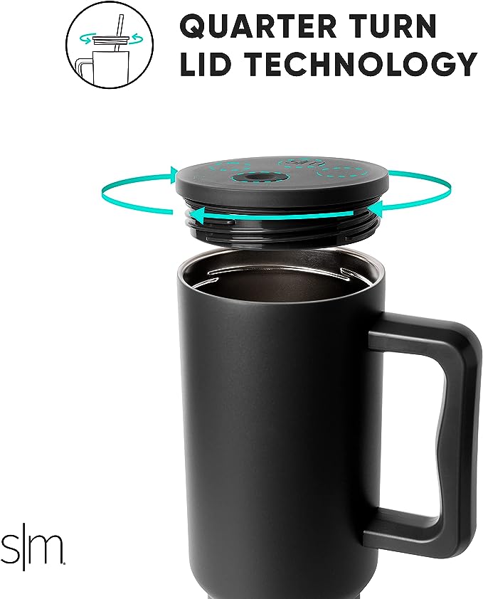 Simple Modern 40 oz Tumbler with Handle and Straw Lid | Insulated Cup Reusable Stainless Steel Water Bottle Travel Mug Cupholder Friendly | Gifts for Women Him Her | Trek Collection | Cream Leopard