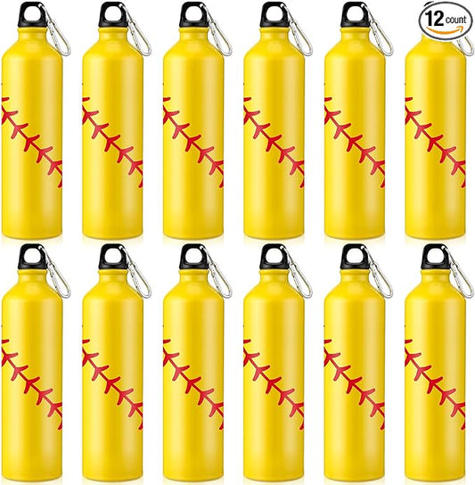 Uiifan 12 Pcs Softball Gift Leak Proof Aluminum Water Bottle Lightweight Bike Water Bottle Reusable Water Bottle with Twist Cap Buckle Travel Sports Bottle Softball Accessories for Camping Gym