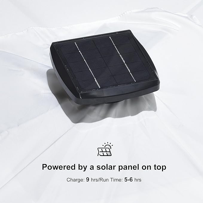 PURPLE LEAF 10 Feet Patio Umbrella Outdoor Cantilever Solar Powered LED Square Umbrella Aluminum Offset Umbrella with 360-degree Rotation for Garden Deck Pool Patio White