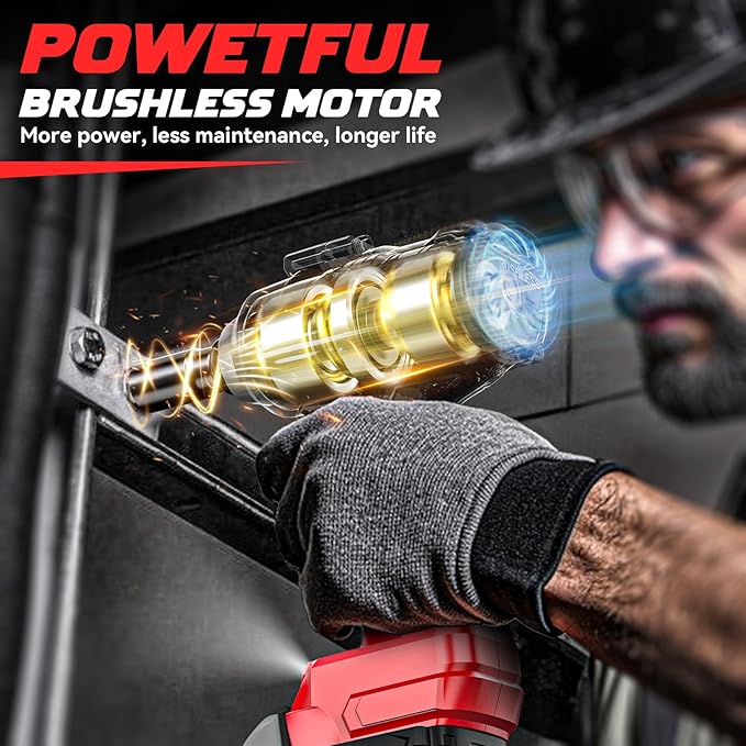 Cordless Impact Wrench 1/2 inch Compatible with Milwaukee 18v Battery, 750FT-LBS(1000N.m) Brushless Impact Driver, Portable Electric Impact Gun with LED Work Light, Variable Speeds, 4-Speed Control.