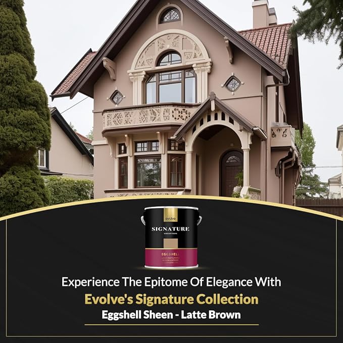 EVOLVE Signature Paint & Primer: Luxury Paint & Primer for Indoor & Outdoor Surfaces, Minimal Odor, Eggshell Sheen (Café Latte Brown, 1 Gallon)