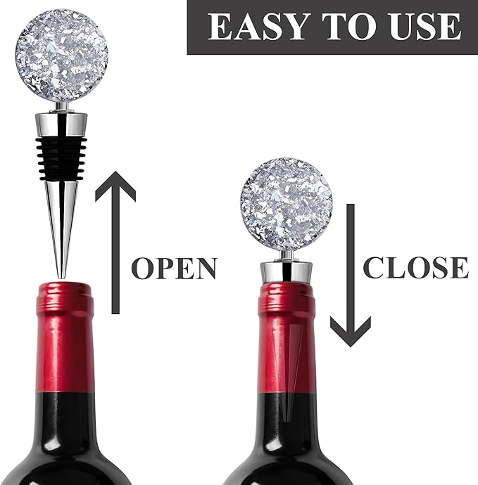 LIZIMANDU Wine Bottle Stoppers,Stainless Steel Wine Stoppers For Gifts, Bar, Holiday Party, Wedding(3-Bling)