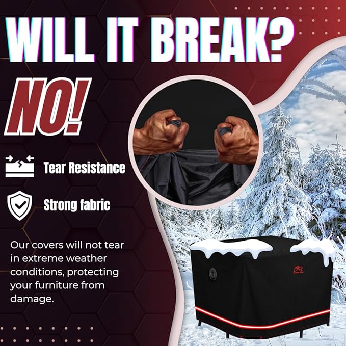 Turtle Life Patio Furniture Sets Cover, Heavy Duty Square Durable Waterproof Outdoor UV Resistant Anti-Fading Dining Table Chairs Furniture Cover, Black, 56"L x 56"W x 29"H