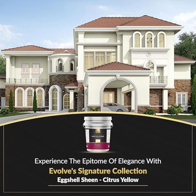 EVOLVE Signature Paint & Primer: Luxury Paint & Primer for Indoor & Outdoor Surfaces, Minimal Odor, Eggshell Sheen (Citrus Yellow, 5 Gallon)