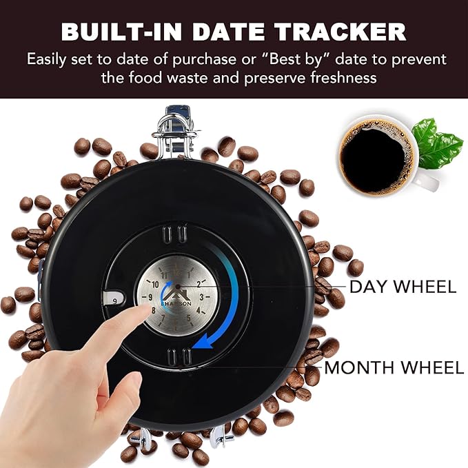 ShanSon Coffee Canister Airtight Stainless Steel Kitchen Food Storage Container with Date Tracker for Beans Grounds Tea Flour Cereal Sugar, 22OZ, Silver