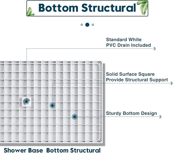 ELEGANT Shower Base 48'' L x 36'' W x 4'' H Center Drain Single Threshold Shower Base Pan Non-Slip Stainless Steel Shower Drain Cover Included