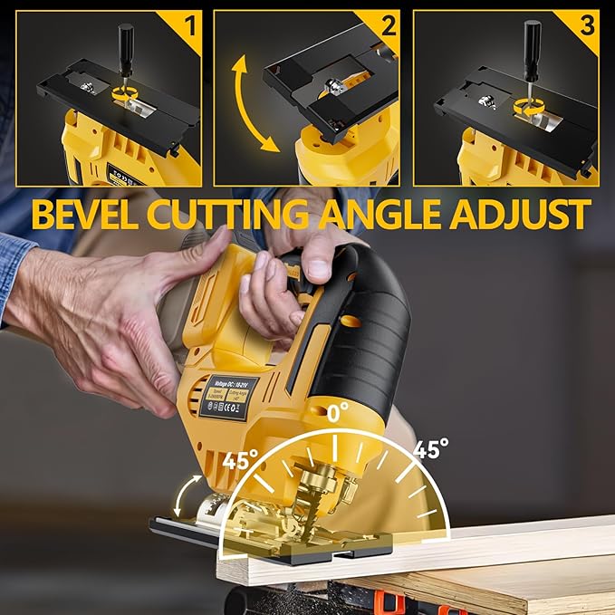 JigSaw Compatible With Dewalt 20v Max Battery, Cordless jig saw tool, LED Work Light,45° Beveled Cuts Variable Speed 2900RPM, 3 Orbital Action, with Jigsaw Blades for Curve Cutting (NOT Battery)