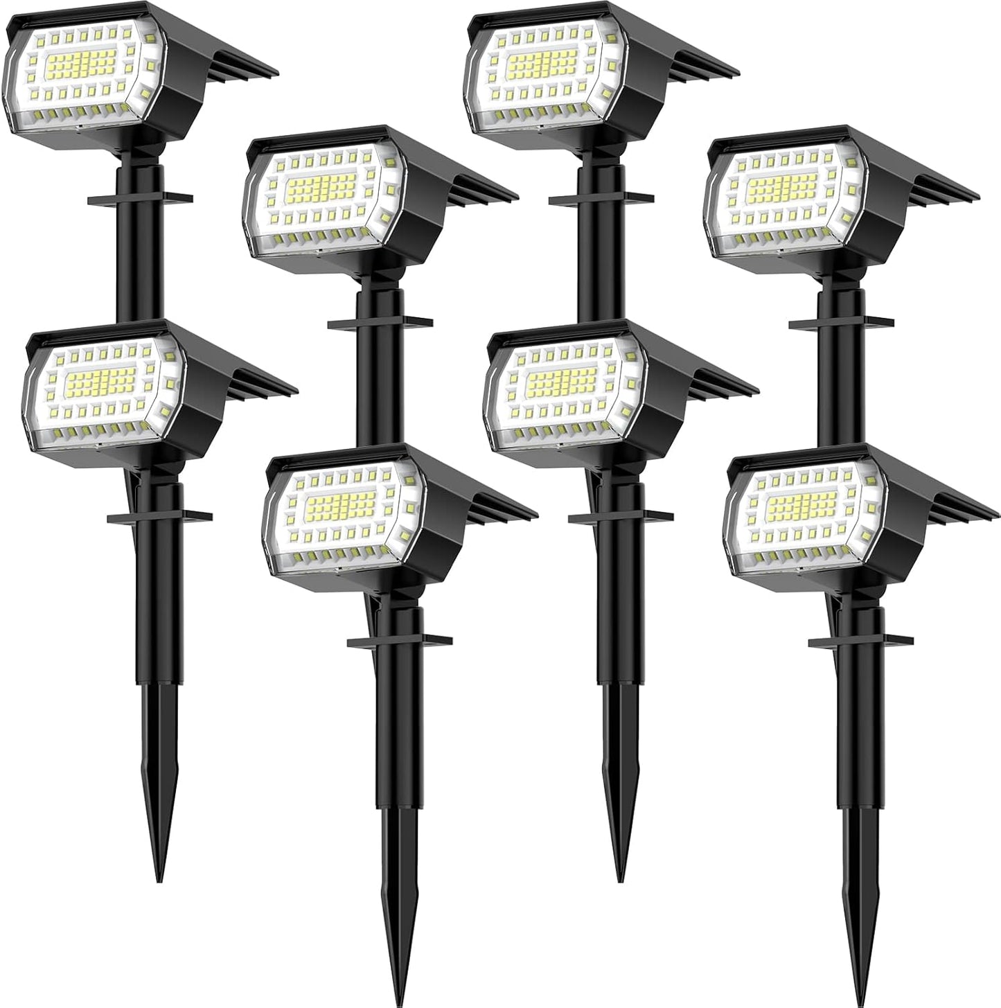 LANSOW Solar Spot Lights Outdoor, [8 Pack/57 LED] 2-in-1 Solar Landscape Spotlights, 3 Modes IP65 Waterproof Dusk to Dawn Solar Powered Flood Wall Lights for Outside Yard Garden Pathway(Cool White)