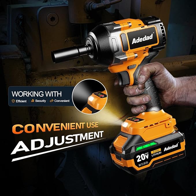 1000N.m Cordless Impact Wrench 1/2 inch,20V 740ft-lbs High Torque Impact Gun with 4.0 AH Battery,Sockets and Case,Brushless Power Impact Driver for Automotive and Heavy Duty Use