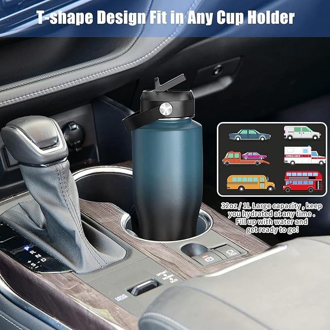 SENDESTAR 40oz Stainless Steel Water Bottle(Cold for 48 Hrs, Hot for 24 Hrs),Double Wall Vacuum Insulated Bottle with Straw Lid, Spout Lid and Flex Cap, Fit in Any Car Cup Holder， Pink-B