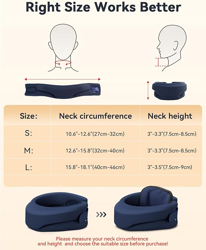 Heated Neck Brace Cervical Collar - Neck Support Brace with Heating Pad, Soft Foam Wraps Keep Vertebrae Stable and Aligned for Relief of Cervical Spine Pressure for Women & Men (L Size) Blue