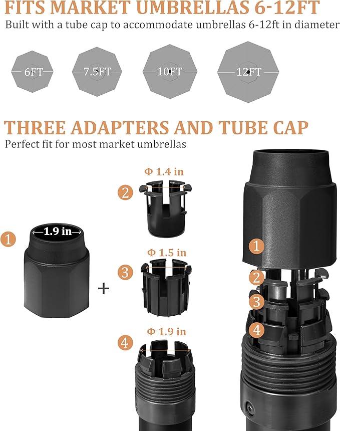 42lbs Patio Umbrella Base with Wheels - Heavy Duty Outdoor Patio Market Umbrella Stand for Deck with Rollers, Poolside, Balcony, Wind-Resistant Design, Grey