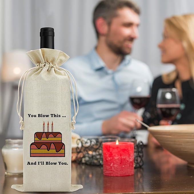 Funny Birthday Gift for Women Wine Bag Birthday Gift Ideas Wine Bag for Men Friend Boss Coworker Teacher Mom Dad Birthday Party Decoration Wine Bag Gifts Pairs Well with Celebrating Birthday Wine Bag