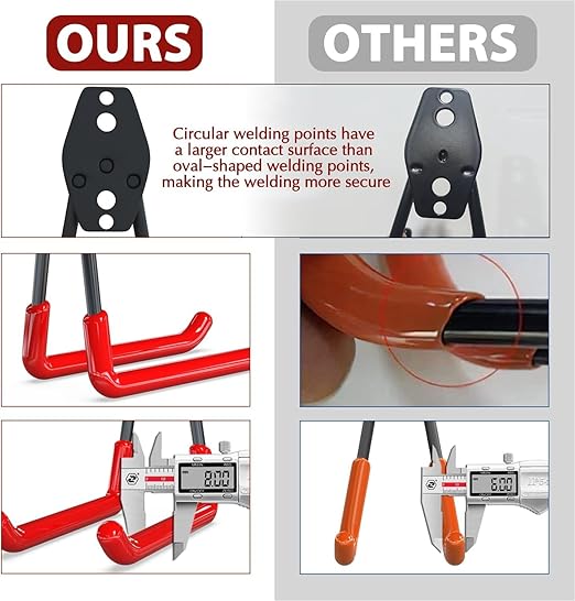 3-H Garage Wall Hooks 45 Pack, Garage Hooks Heavy Duty with Extra Welding Spots, Garage Organizer for Garden, Lawn, Chairs, Ladders, WeedEater, Shovel (Red)