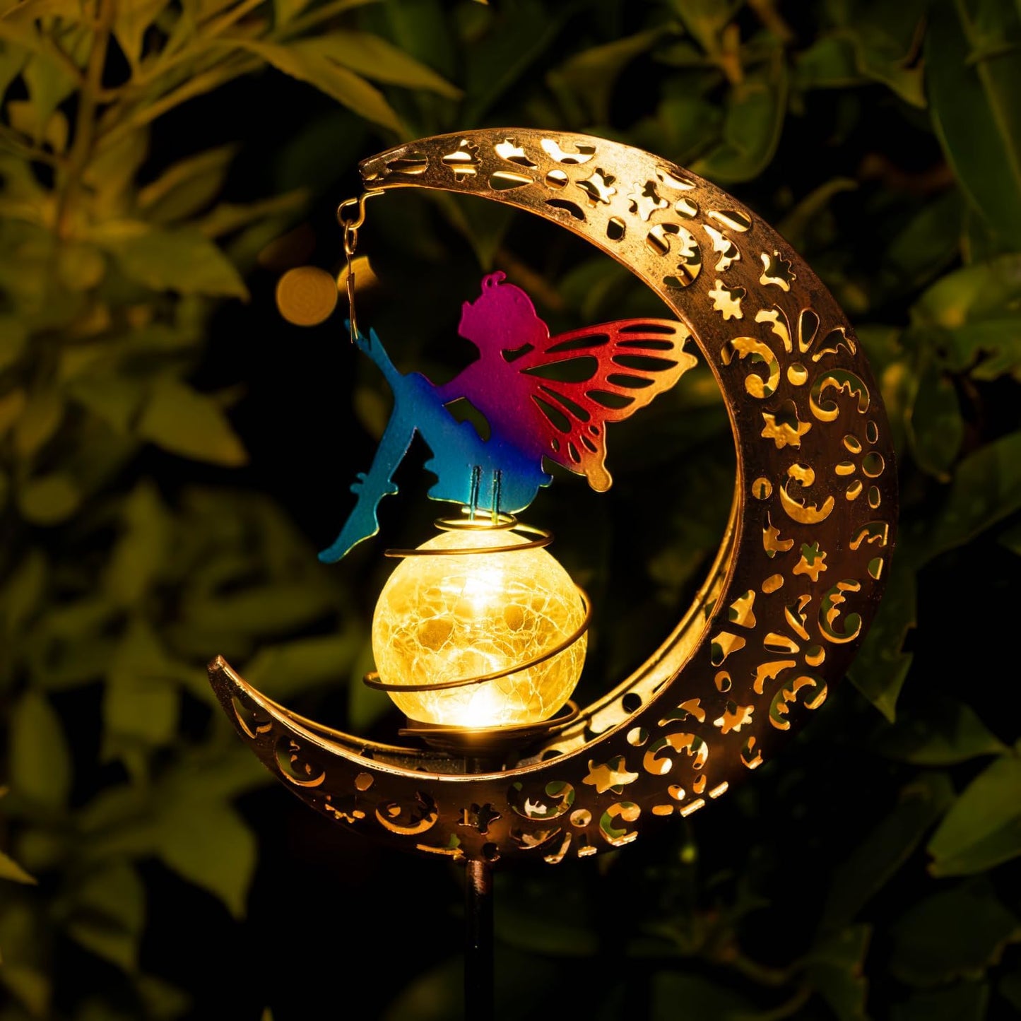 Moon Fairy Solar Garden Lights, Outdoor Decor Pathway Lights, LED Lawn Decor Lights - Gardening Gifts for Women(Moon Fairy Garden Lights)