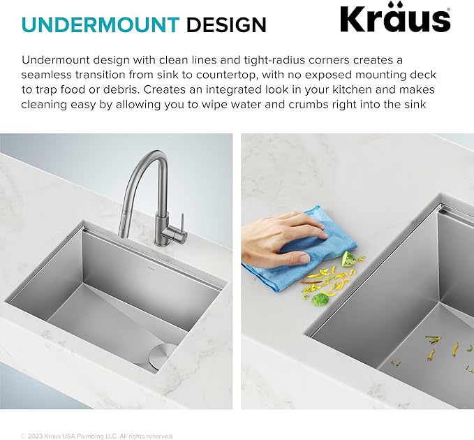 KRAUS Kore 21-Inch Undermount Workstation 16 Gauge Single Bowl Stainless Steel Kitchen Sink with Accessories, KWU111-21