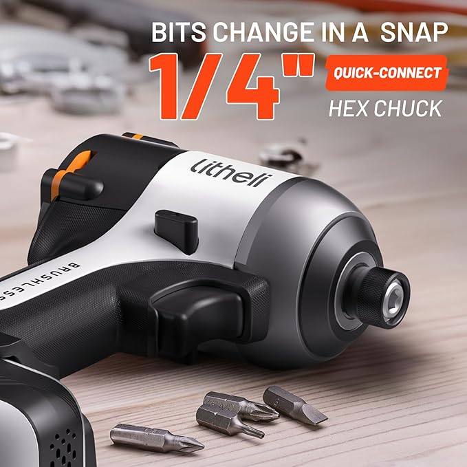 Litheli 20V Cordless Impact Driver Kit, 2035 in-lbs Max Torque, 1/4 in. Hex Power Drill/Driver (Battery and Charger not Included)
