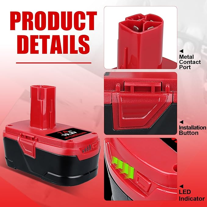 THISS 2 Pack C-3 High-Output 7.0Ah Replacement for Craftsman 19.2V Battery Compatible with Craftsman Battery DieHard C-3 315.115410 315.11485 130279005120235021 11375 Cordless Drills