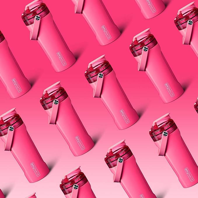 BrüMate MultiShaker Blender Shaker Bottle | 100% Leakproof Insulated Stainless Steel Shaker Bottle | Protein Shaker Bottle, and Pre Workout Bottle for the Gym | 26oz (Neon Pink)