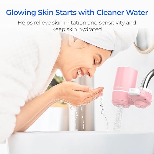 Waterdrop Ultra Filtration System for Skin Care, Faucet Water Filter, NSF Certified, 320 Gallons, Tap Water Filter, Reduces Chlorine, 𝐅𝐢𝐭𝐬 𝐒𝐭𝐚𝐧𝐝𝐚𝐫𝐝 𝐅𝐚𝐮𝐜𝐞𝐭, Pink(1 Filter)