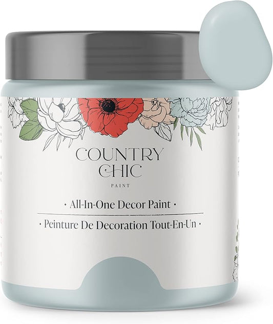 Country Chic All-in-One Chalk Paint for Furniture, Cabinets, Home Decor, Eco-Friendly, Matte Finish, Built-In Primer & Top Coat for Wood, Metal - Belle of the Ball (Light Blue) - 4 oz (118 ml)